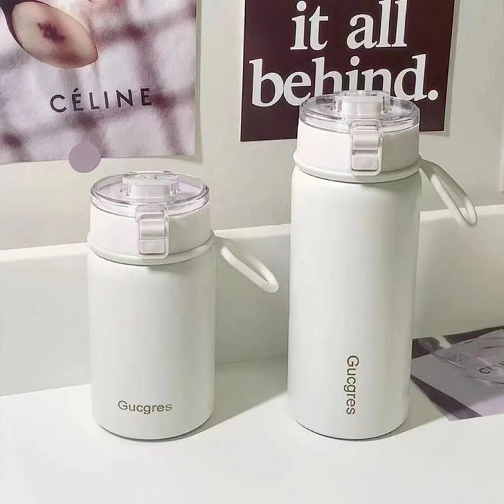 Damen-Isolierflasche mit praktischem Klappverschluss und ergonomischem Design Skanto