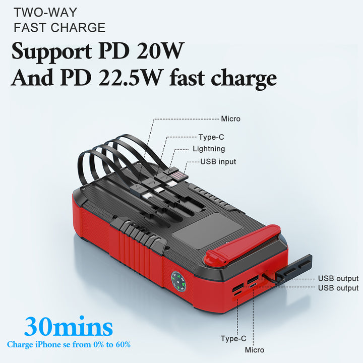 Solar Powerbank med 66800Mah og LED-lampe Skanto