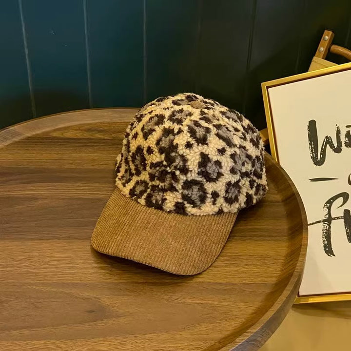 Kvinnens Leopardmønstret Fleece Baseball Caps Skanto