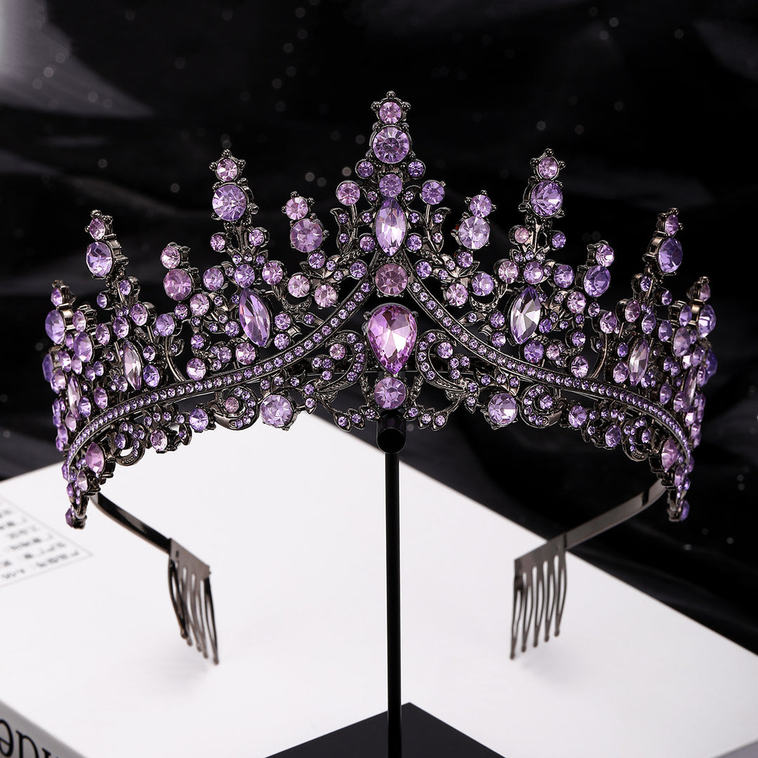 Damer Opulent Tiara med svart krystallbesetning Skanto
