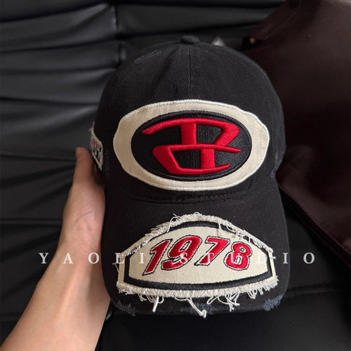 Herre Slitt Grafisk Logo Baseball Caps Skanto