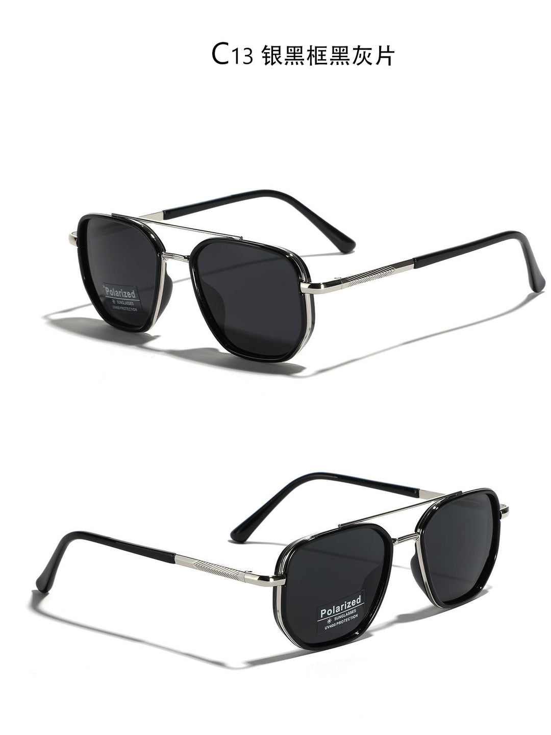 Dame kvadratisk solbrille med polarisert glass og elegant metallramme Skanto