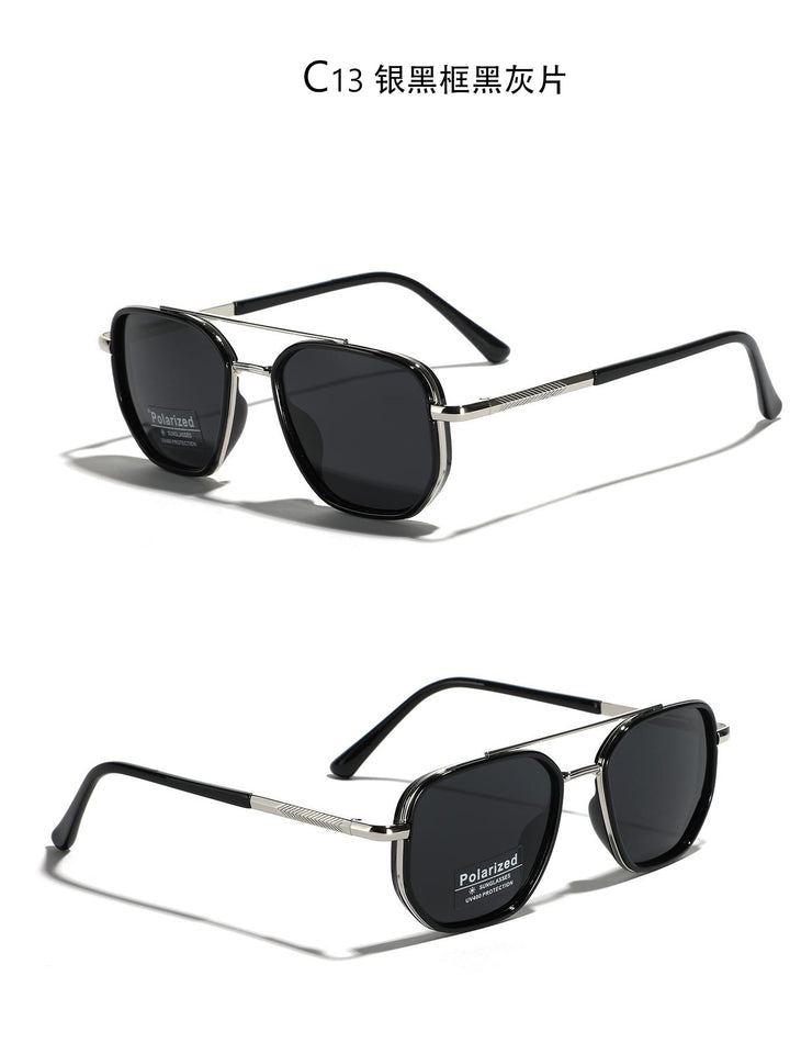 Dame kvadratisk solbrille med polarisert glass og elegant metallramme Skanto