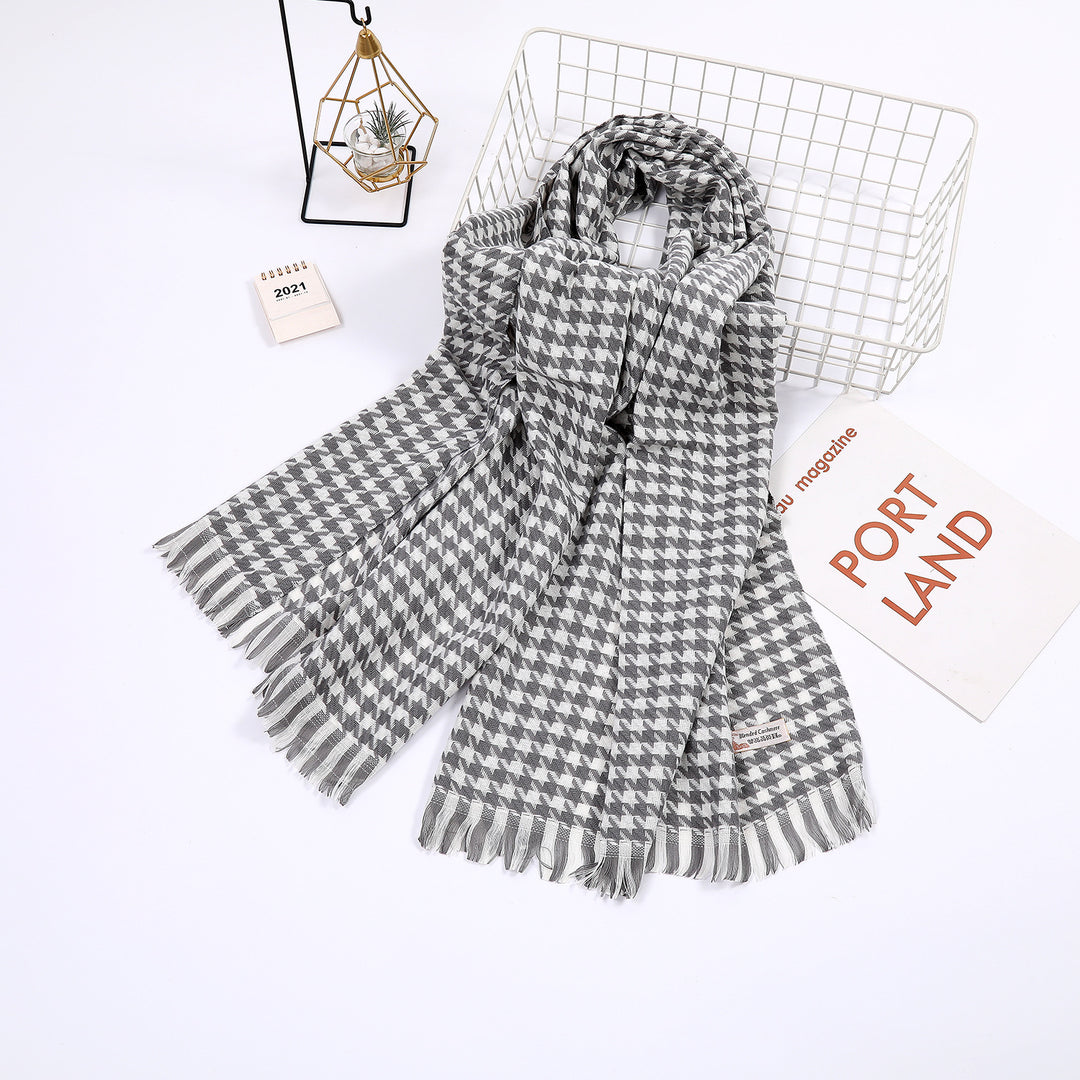 Dame elegant skjerf med houndstooth mønster Skanto
