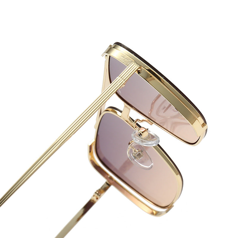 Dame modiske firkantede solbriller med elegant metallramme Skanto