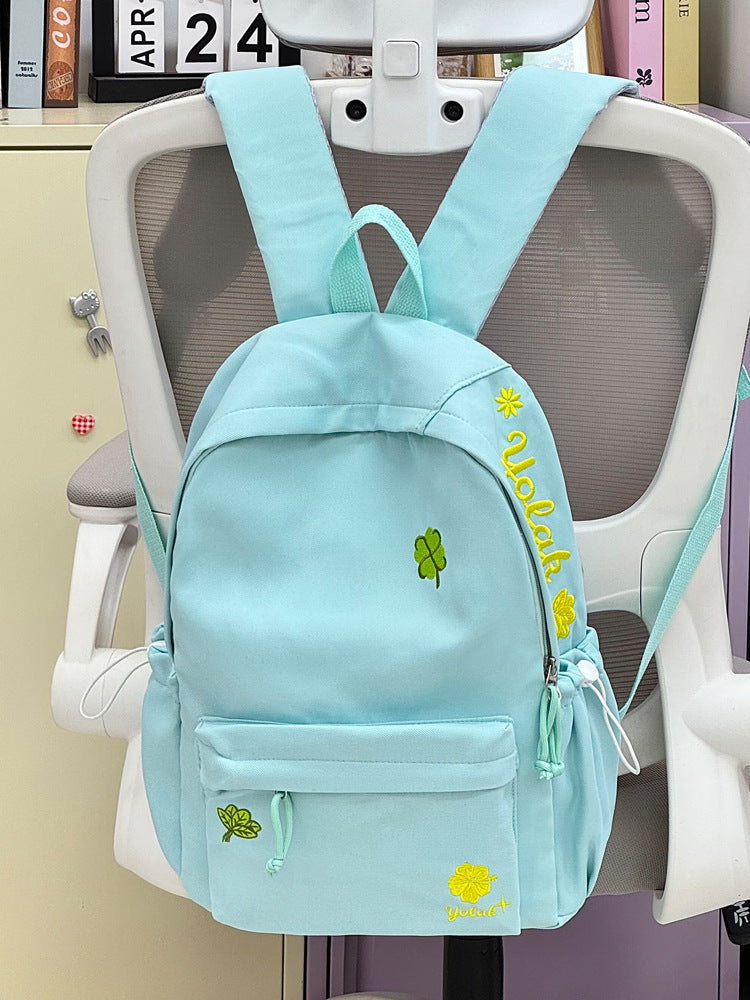 Casual Multi-Lomme Brodert Skoleveske