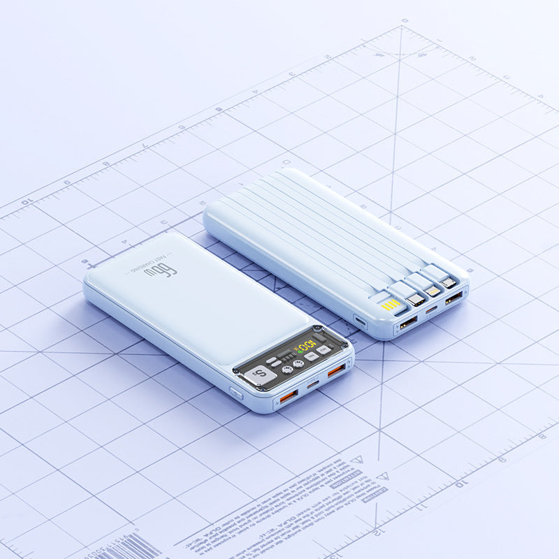 Powerbank med integrert kabelsystem og digital ladevisning Skanto