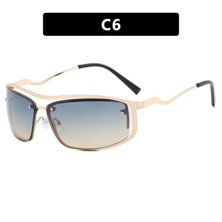 Damer futuristisk solbrille med elegant metallramme og høye transparente glass Skanto