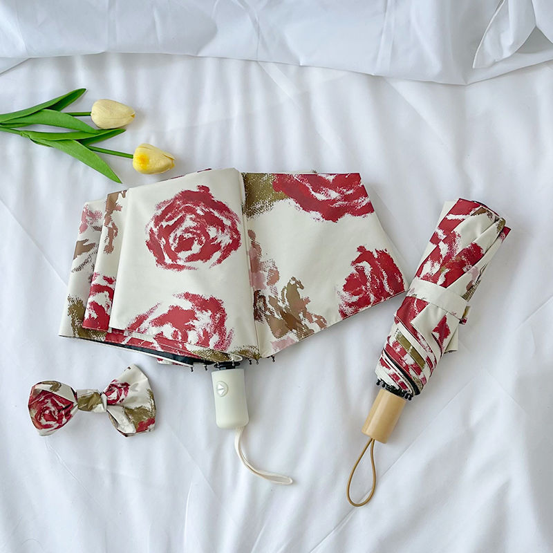 Dame Automatisk Folderegndekker med Blomsterdesign Skanto