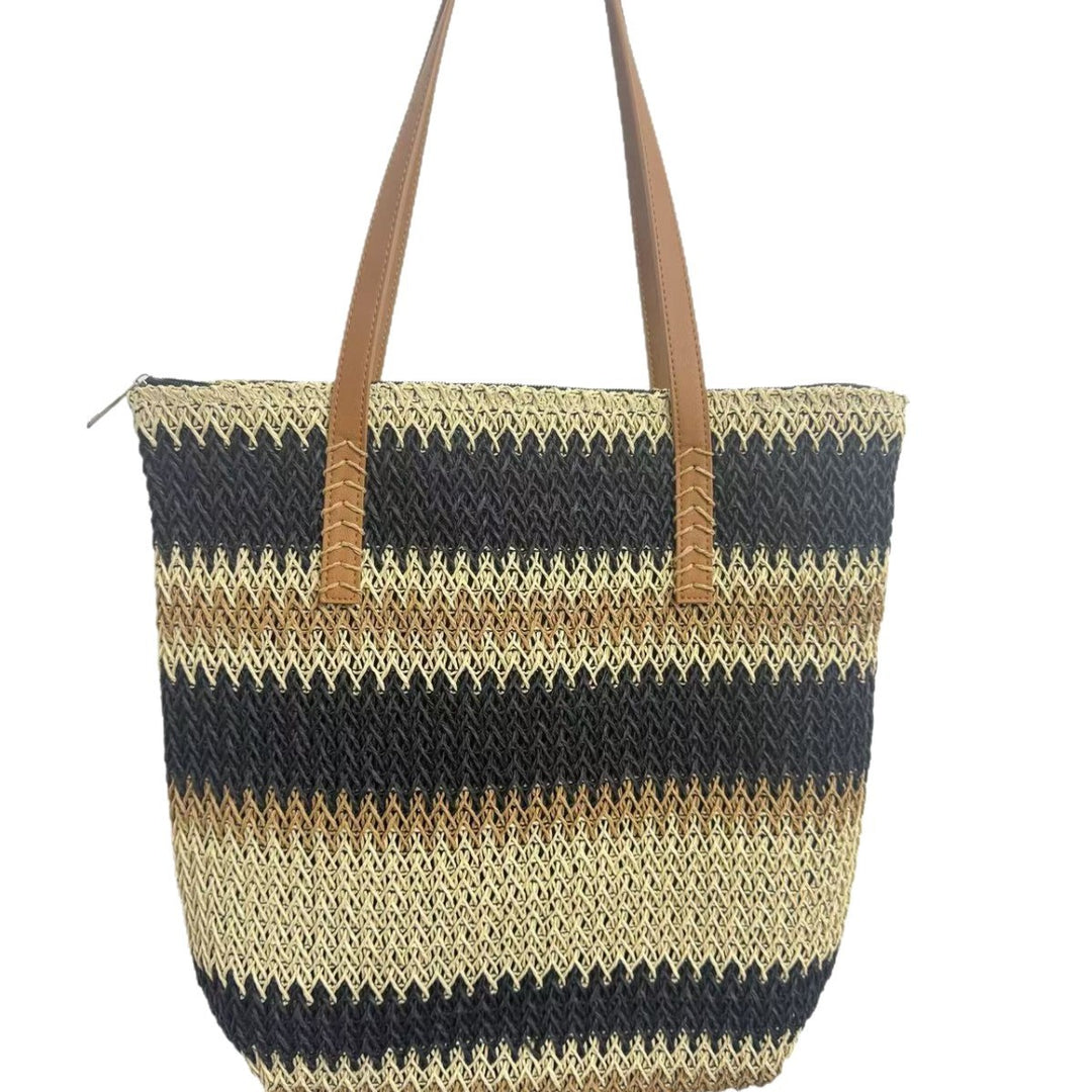 Handle- og strandveske med elegant stripe-mønster Skanto
