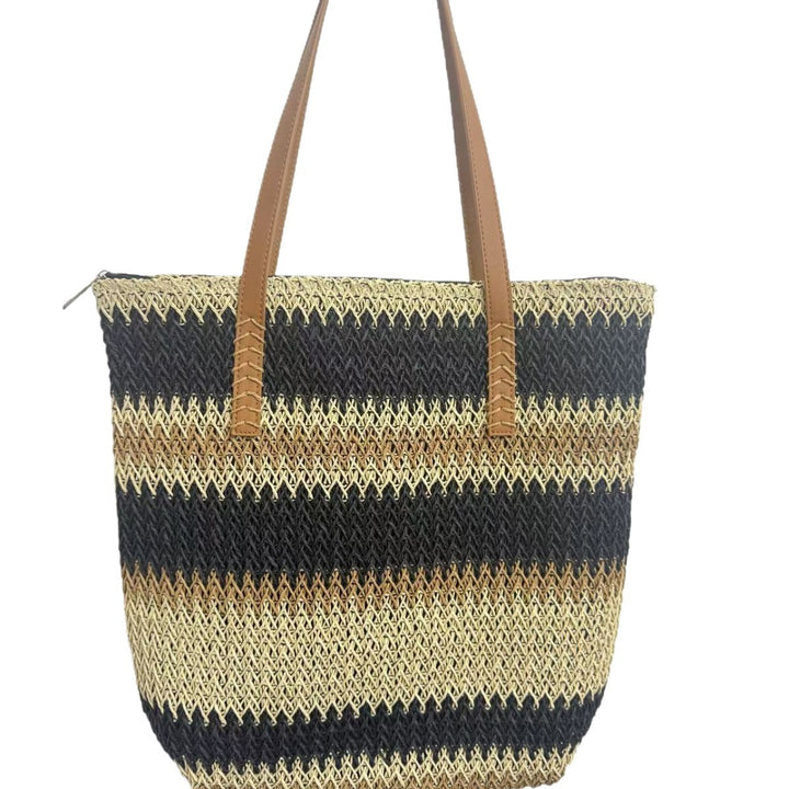 Handle- og strandveske med elegant stripe-mønster Skanto