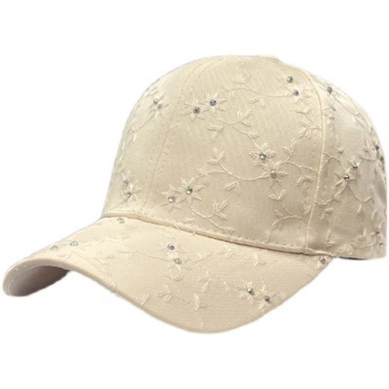 Kvinnebrodert baseball cap med rhinestones-detalj Skanto