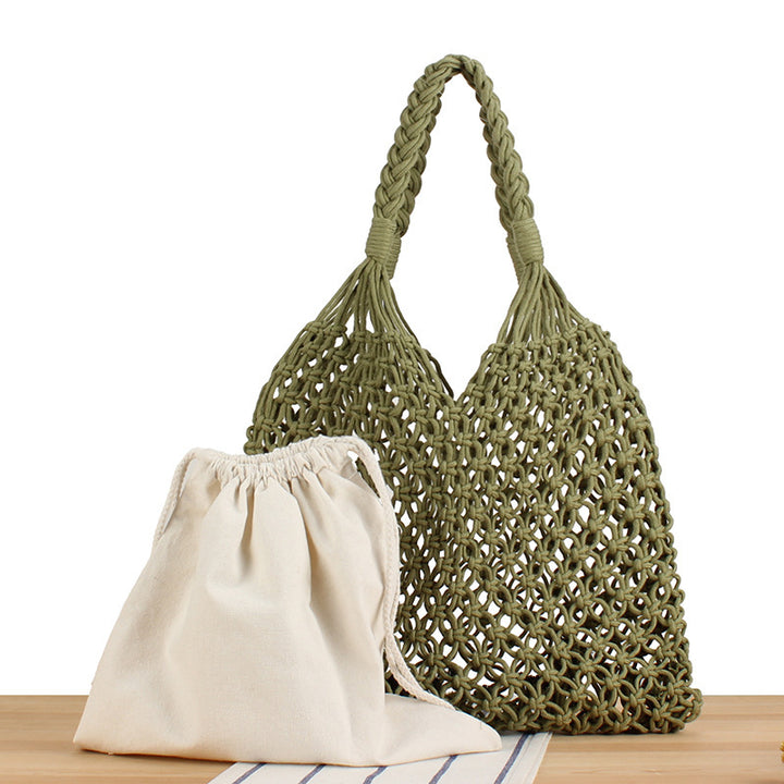 Handbag made of robust hand-knotted net material Skanto