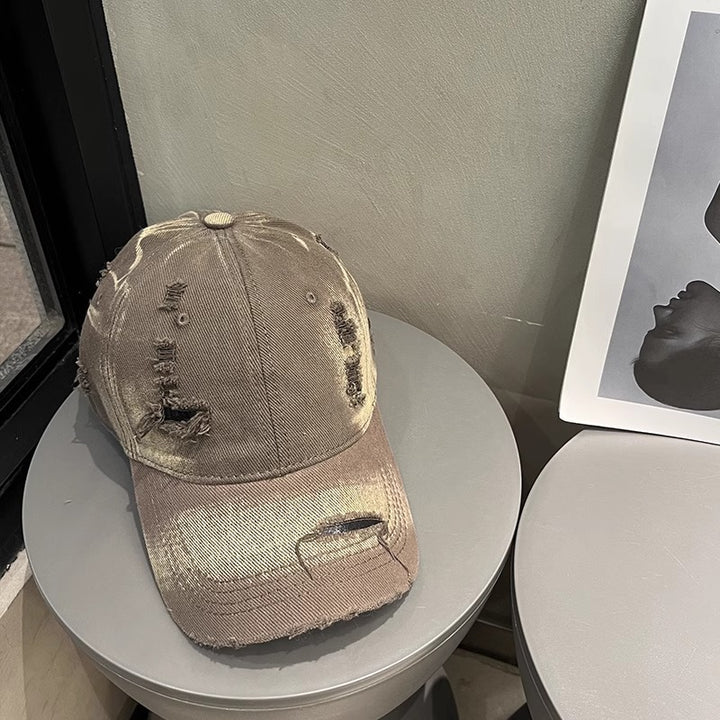 Kvinne's Slitt Svart Denim Baseball Caps Skanto
