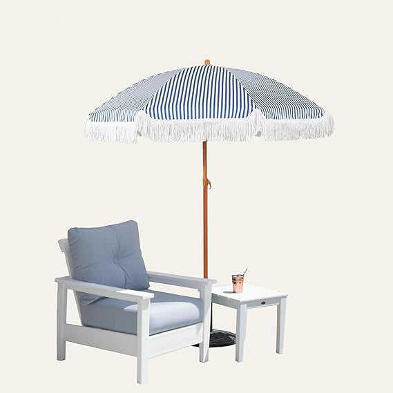 Dame solskjerm med dusk og stripete design Skanto
