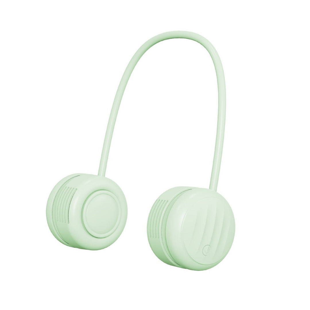 Kjølende handsfree dual-hodet bærbar nakkevifte med fleksibel gåsehals og USB-C opplading Skanto