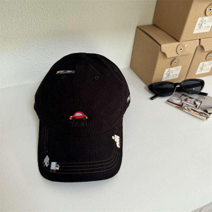 Men's Corduroy Taxi Brodert Caps med Skjerm Skanto