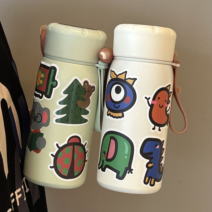 Damen stilvolle Wasserflasche mit witzigen Aufklebermotiven Skanto