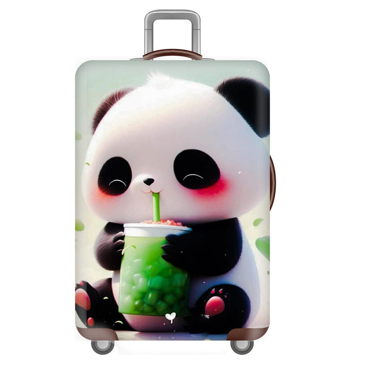 Unisex nan elastisk koffertrekk for hardplast trolley med søtt panda-motiv, elastisk beskyttelsestrekk med håndtak- og hjulåpninger Skanto