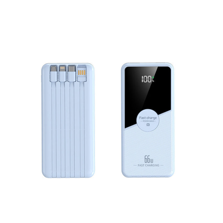 Bærbar Powerbank med innebygd multi-ladekabel og digital ladningsindikator Skanto