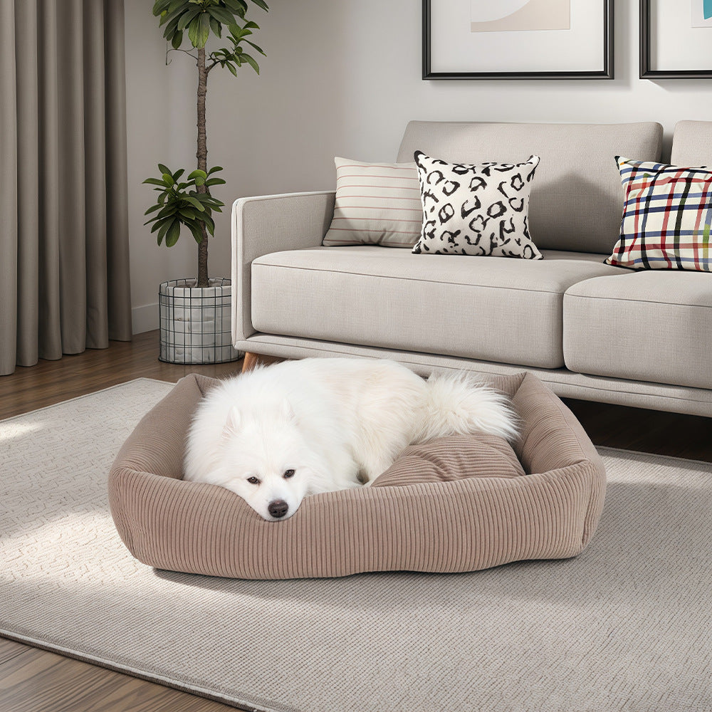 Deluxe ribbet hundeseng