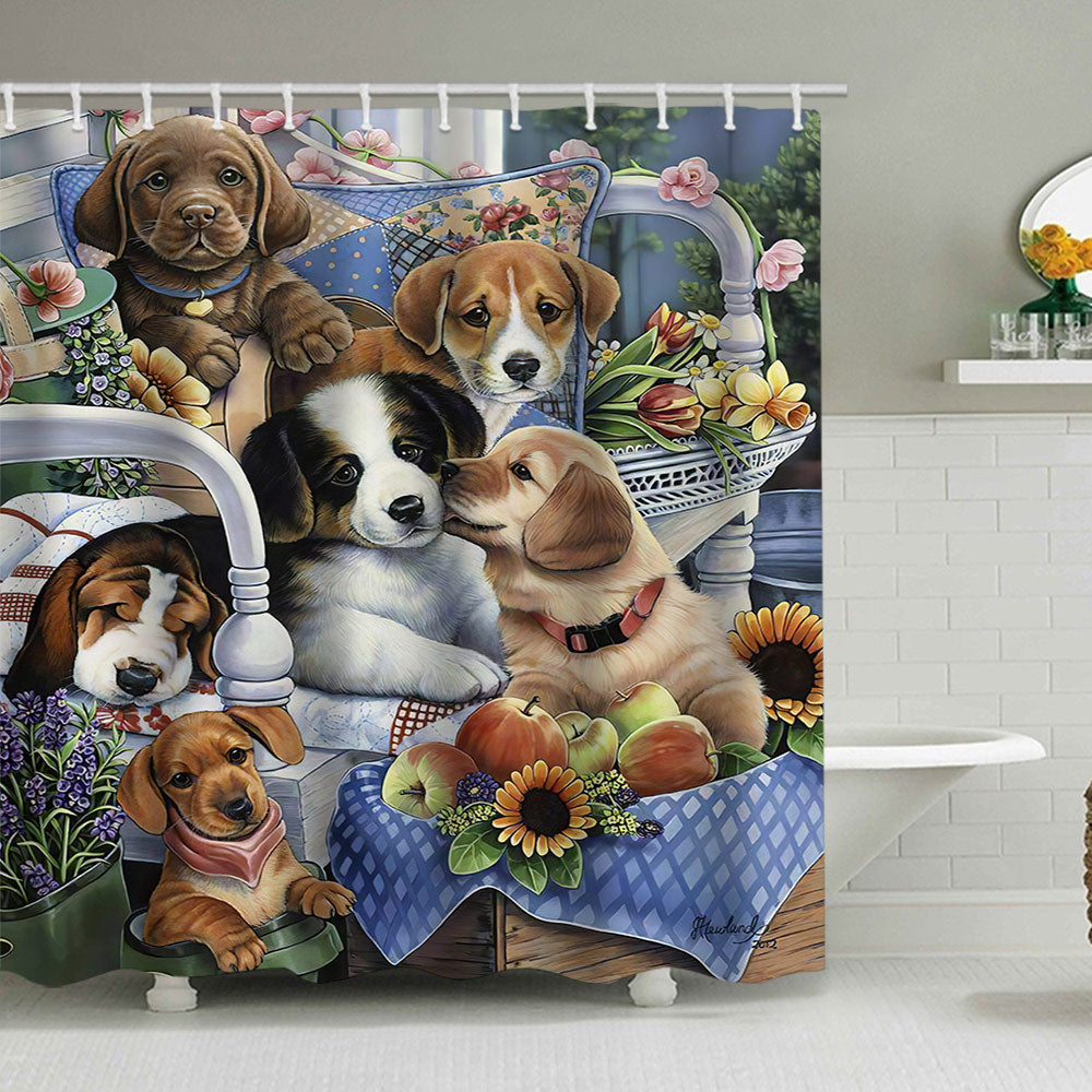 Kunstnerisk Hund Illustrasjon Dusjforheng Skanto
