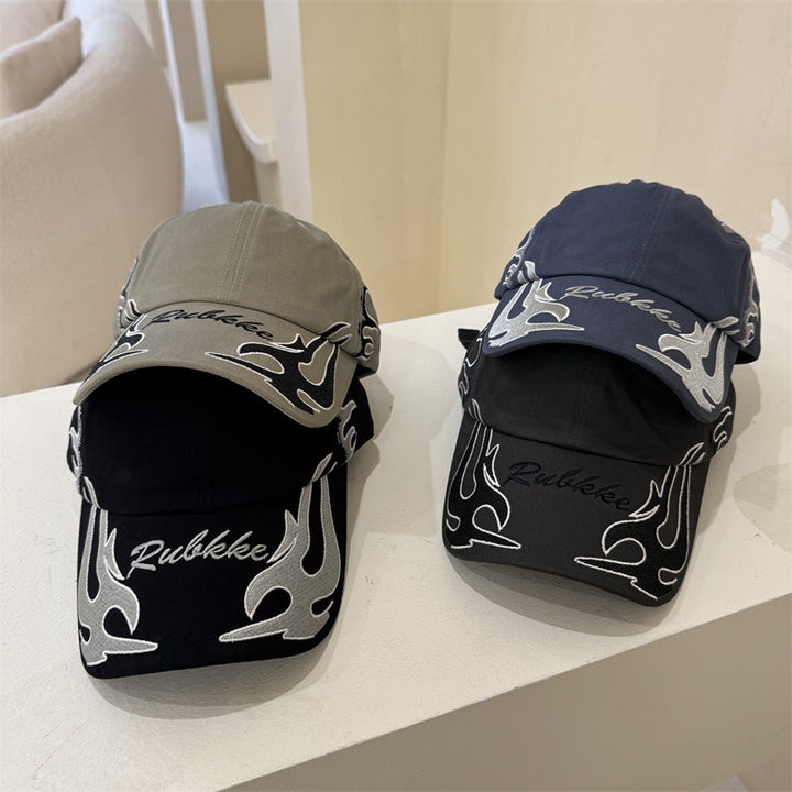 Herre Grafisk Flamme-Brodert Baseball Caps Skanto