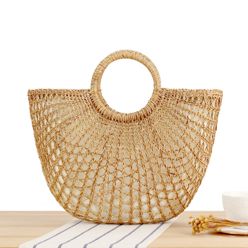 Basket bag with elegant round handle and handmade design Skanto