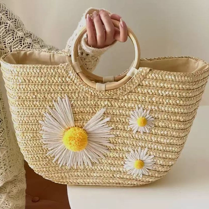Stilig bastveske med florale accenter Skanto