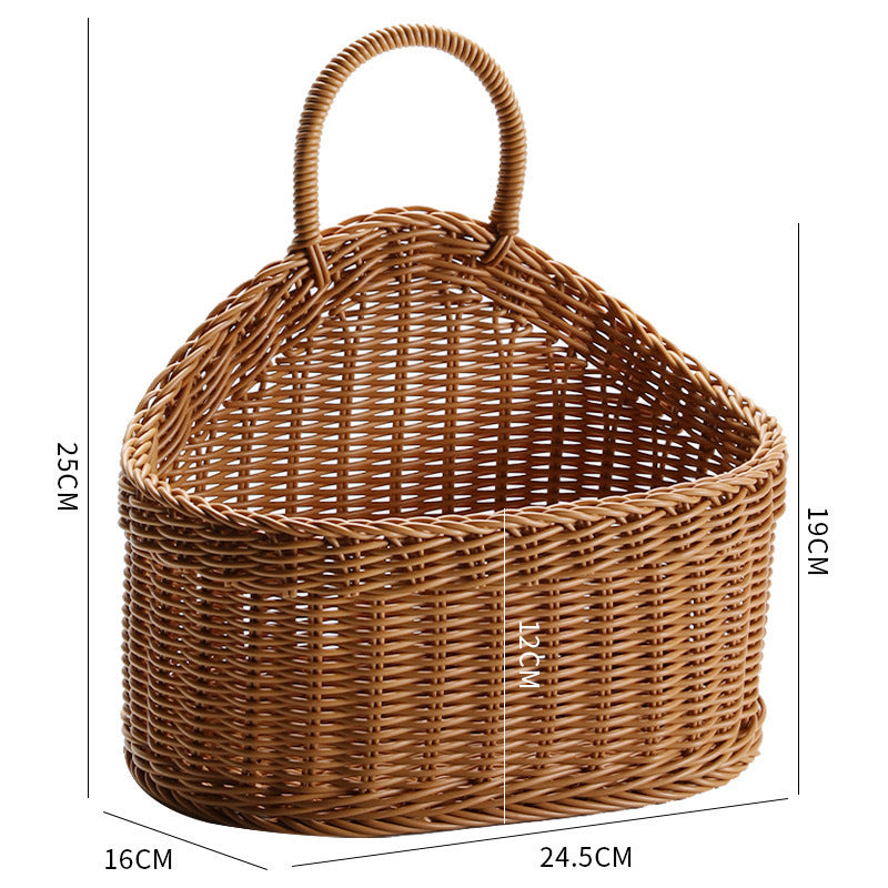 Dame Håndlaget Rattan Oppbevaringskurv med Håndtak Skanto