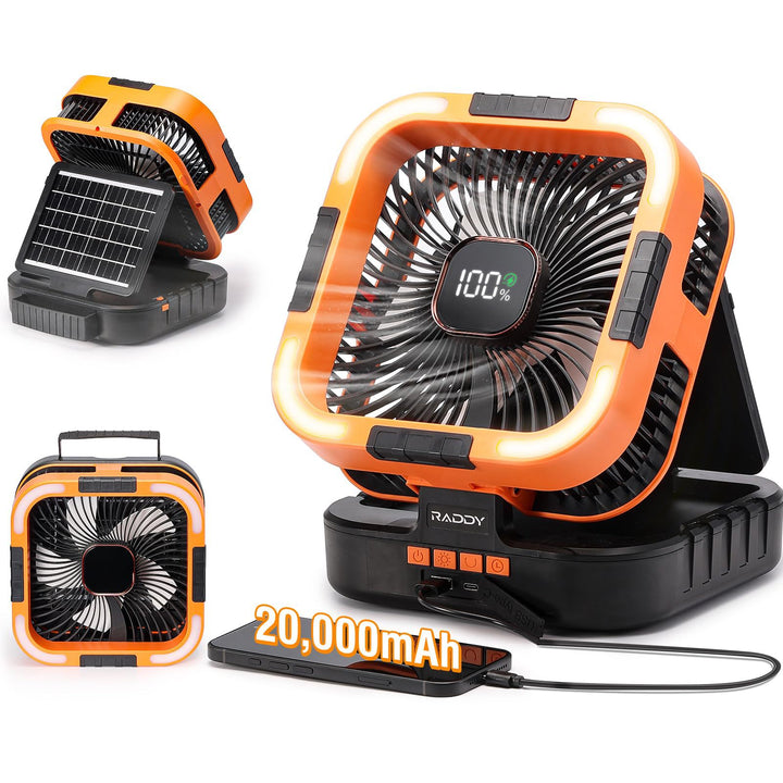 Solar-drevet campingvifte med LED-lys Skanto