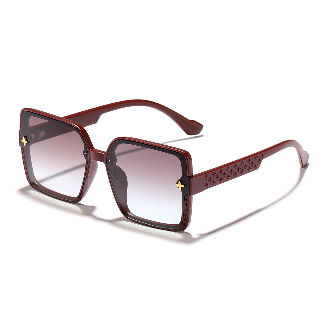 Dame moteriktig firkantet solbrille med dekorert ramme Skanto