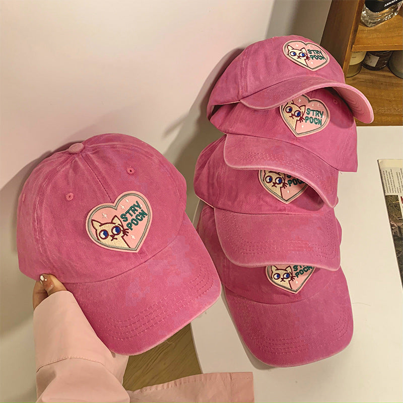 Kvinne Casual Brodert Katt Caps Skanto