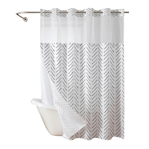 Herringbone mønster dusjgardin Skanto