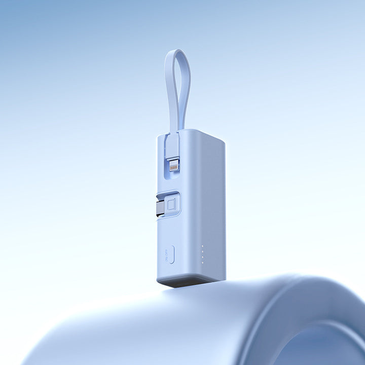 Mini Powerbank med integrert ladekabel og LED-display Skanto