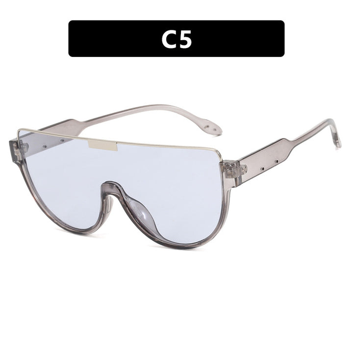 Dame futuristisk oversized solbrille med klar full-rim ramme Skanto