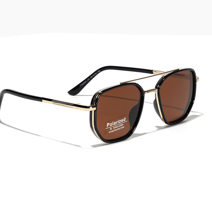 Dame kvadratisk solbrille med polarisert glass og elegant metallramme Skanto