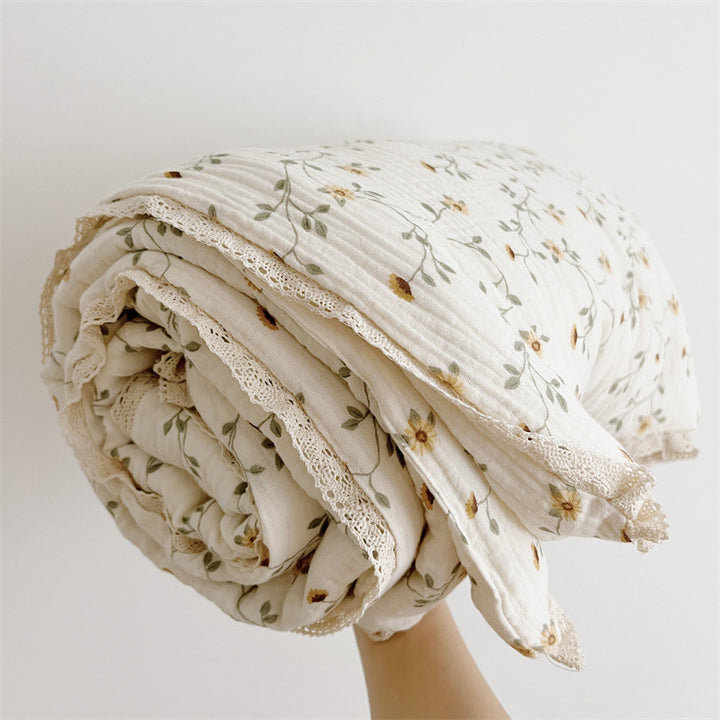 Unisex Pustende Muslinteppe med Blomster Volangdesign Skanto