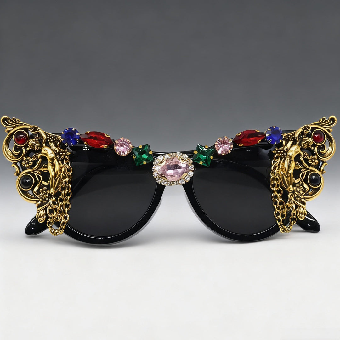 Dame ekstravagant glamour-solbrille med kunstneriske dekorasjoner Skanto