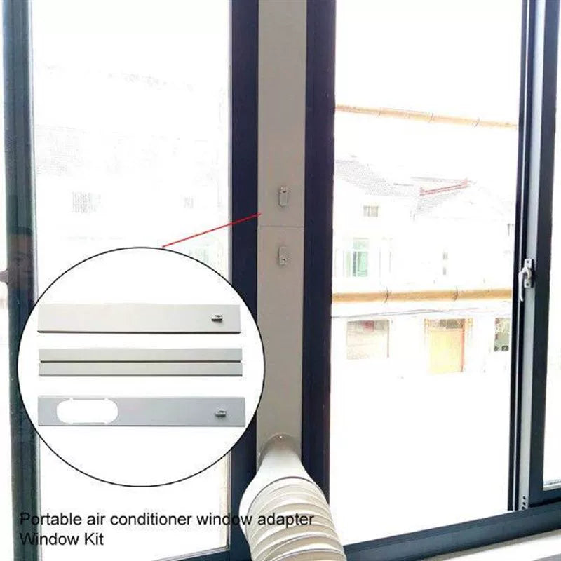 Unisex en størrelse bærbar klimaanlegg vindu ventiladapter sett med justerbar glideskive og oval avtrekkskopling Skanto