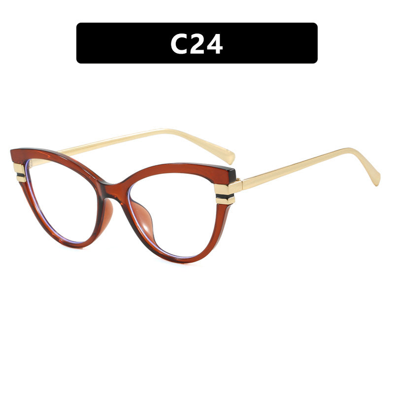 Dame Cat-Eye solbriller med elegant plastramme og gullaccentuer Skanto