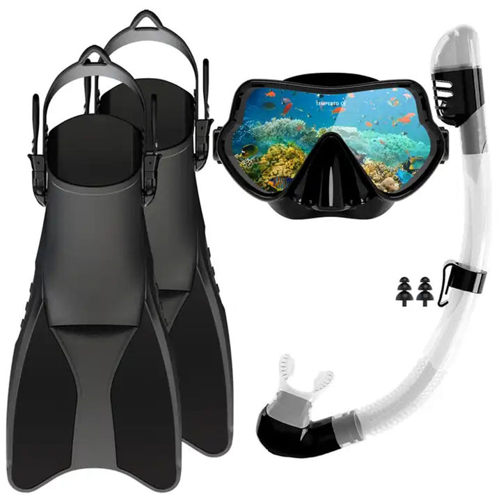Snorkelsett med høykvalitets svømmerfinner og ergonomisk dykkemaske Skanto