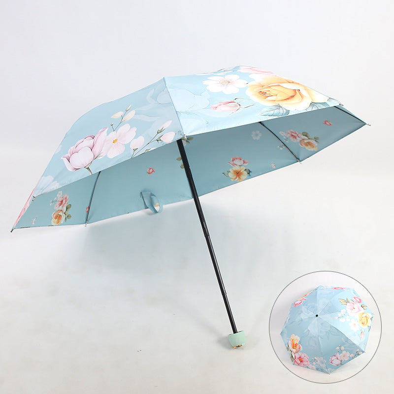 Kvinnes elegant sammenleggbare paraply med blomsterdesign Skanto