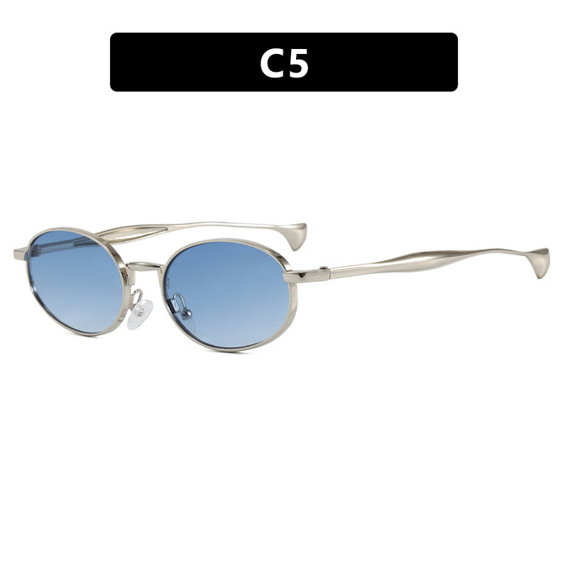 Dame robust rund solbrille med speilglass Skanto