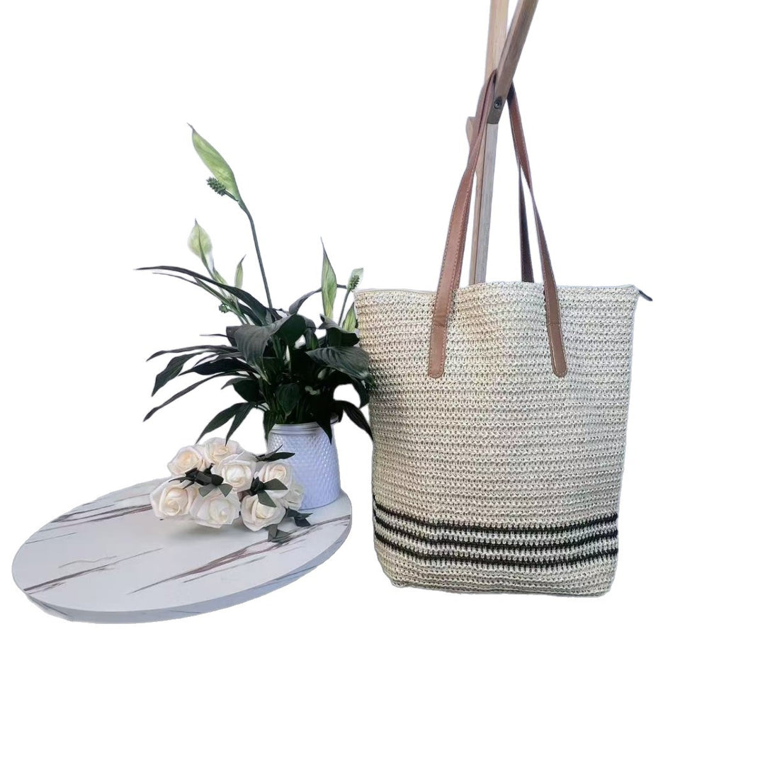 Oversized Strandveske i Flettet Materiale Skanto