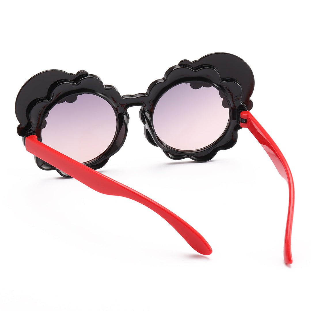 Dame designorientert solbrille med blomsterformet ramme Skanto