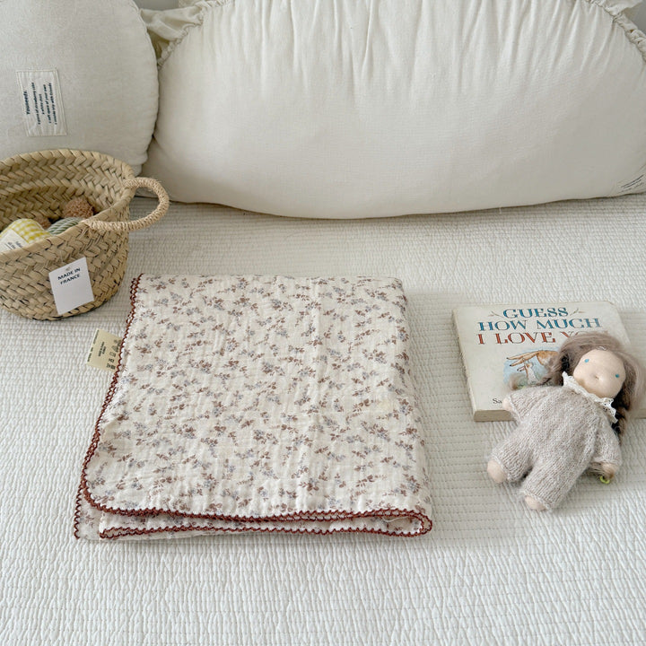 Unisex Cozy Muslin Teppet med Delikat Blomster Mønster Skanto