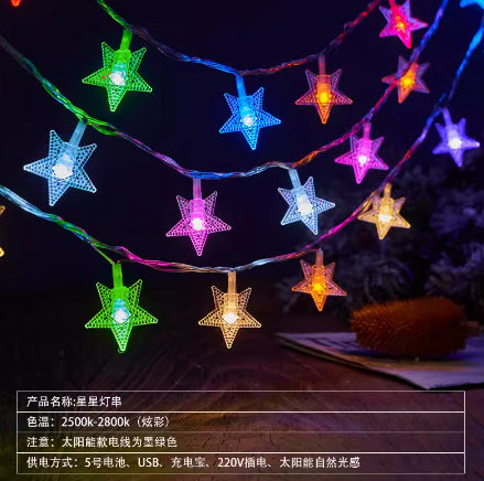 Decorative Outdoor LED Star and Globe String Lights Weather-Resistant Versatile Hanging Garland Skanto