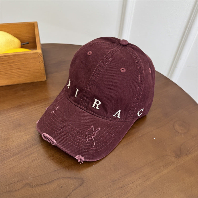 Kvinnes Slitt Denim Baseball Caps Skanto