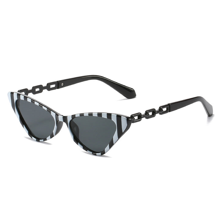 Dame Cat-Eye solbriller med stilige kjedeaksenter Skanto